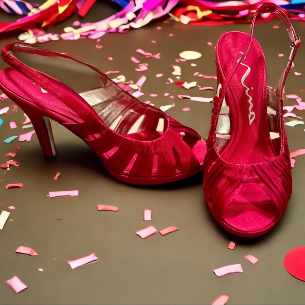 Nina satin red heels